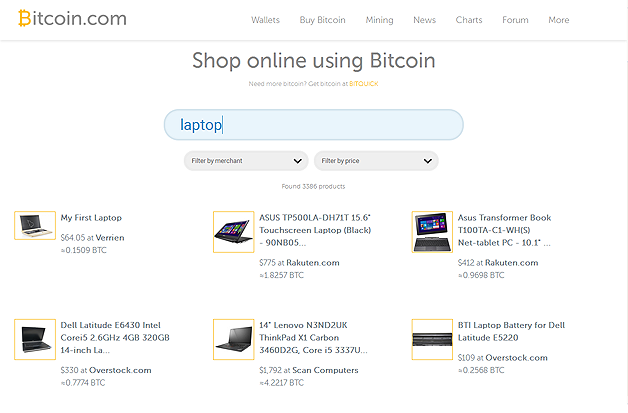 [Screenshot of search results at Bitcoin.com]