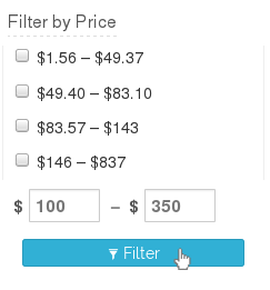 [Screenshot of Filtering by Custom Price]